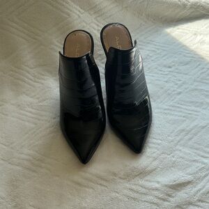 Aldo Black Croc-Embossed Mules